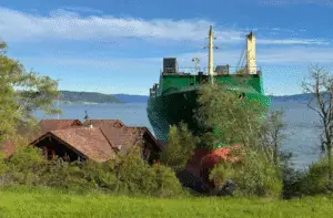 Freak Accident Leaves Ship Aground Just Feet from Norwegian Home