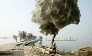 Millions of Spiders Turn Pakistani Trees into Ghostly Webs After Catastrophic Floods